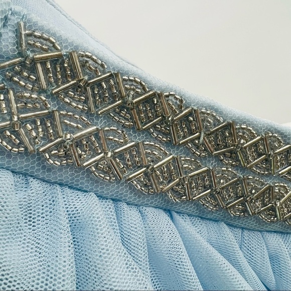 Say Yes to the Prom blue chiffon skirt maxi beaded detail size 1 - Picture 8 of 11